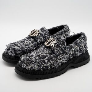 size 44eu 11 US Dior Buffalo Loafer Cannage Tweed Navy Blue